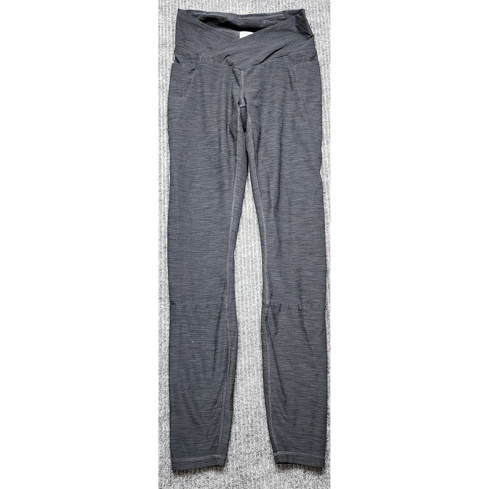 Prana Electa Crossover Leggings Charcoal Gray Heather XS Pockets Yoga Hiking